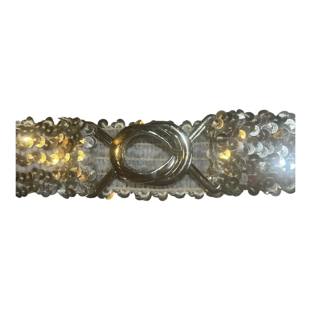 Women’s Silver Sequined Elastic Belt 36”